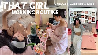 🤍 THAT GIRL MORNING ROUTINE 🤍 7am productive vlog, haircare, workouts & more