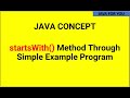 what is startsWith() method in java through simple example program