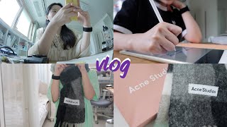 (eng) vlog. first week of college (online class, Acne studio muffler, sandwich!)