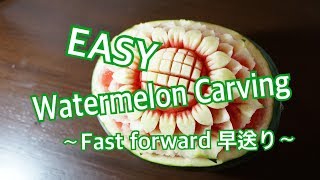 【Watermelon Carving easy sunflower Fruit Carving】〜Fast forward早送り〜Sunshine School