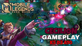 Cecilion Gameplay With My 2 Squad Members K5 D3 A10 - Mobile Legends