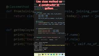 Use Class Method as alternate constructor in Python #pythontutorial #pythonprogramming