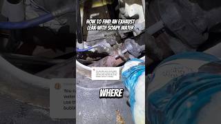 How to find an exhaust leak with soapy water #automobile #pov #mechanic #shorts #godisgood