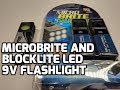 MicroBrite and BlockLite LED Flashlights (attaches to 9V battery) Unboxing and Review