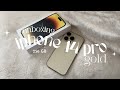 iphone 14 pro gold aesthetic unboxing 🍎 💖 accessories, setup, ios 16 features