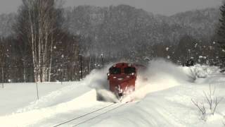 2016/02/11の宗谷北線上り常排ラッセル Snowplow train of one day,SoyaLine,Hokkaido,Japan