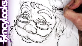 Cómo dibujar a Santa Claus, retrato 3/4-paso a paso-Método Loomis