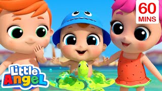 Swimming on the Beach Song + More - Little Angel | Kids Cartoons & Nursery Rhymes | Moonbug Kids