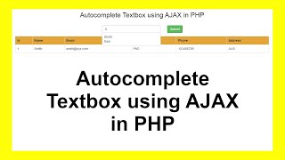 Autocomplete Textbox using AJAX in PHP with Source Code