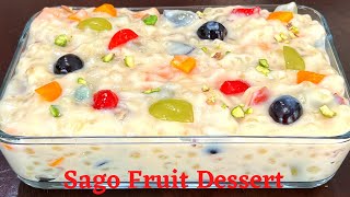 Sago Fruit Custard Recipe - Sabudana Fruit Dessert-Easy Sago Dessert-Fruit Dessert-Sabudana Recipes