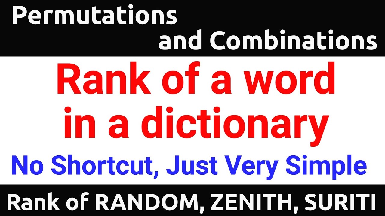 Rank Of A Word In When Arranged As A Dictionary | Permutations And ...