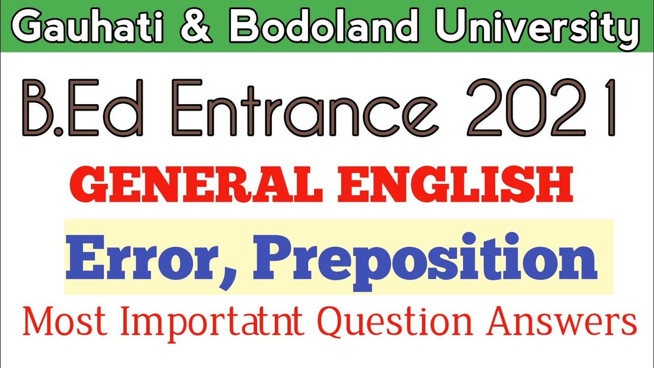 GU B.ed Entrance 2021|Bodoland University B.ed Entrance |Importatnt ...