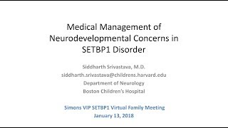 Medical Management of Neurodevelopmental Concerns in SETBP1 Disorder