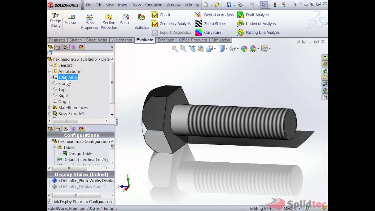 Setting Standard Material To You Part From Solidworks Design Table ...