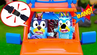 BLUEY Learns Car Safety Rules - Safety Lessons For Kids | Bluey Pretend Play Stories