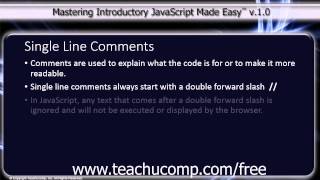 JavaScript Training Tutorial Single Line Comments