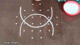 Simple sikku kolam with 6 dots | Small Rangoli with 6 dots for beginners|Chinna muggu|Unique Rangoli