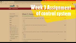 Week 3 Assignment Of Control System ! Nptel #week3