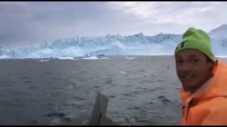 Small Boat Hauls Ass To Escape Iceberg Tsunami