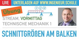 Schnittgrößen am Balken – Übung – Technische Mechanik 1 – Stereostatik