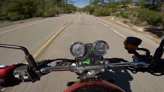 Kawasaki Z900RS chasing a BMW R9T in SoCal mountains