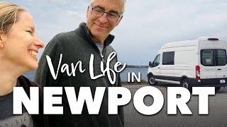 Van life in Newport Rhode Island along the coast (Full time travel couple on New England road trip)