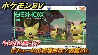 ポケモンＳＶ　ピチューの出現場所は？図鑑２０　キタカミの里エリア　＃３８４　【DLCゼロの秘宝　碧の仮面・藍の円盤】