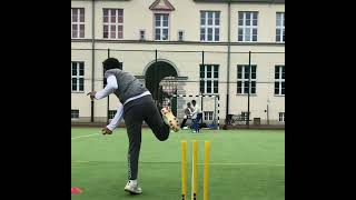 Bowling practice in Warsaw Poland“Striking down the stumps, one bowl at a time! 🏏