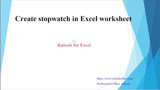 Create stopwatch in Excel