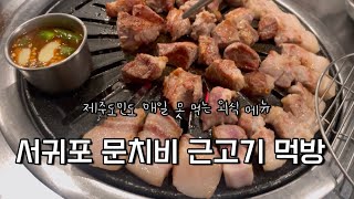 오랜만에 제주도민 근고기 먹방 _ 서귀포 최애 근고기 맛집 문치비에서 백돼지 \u0026 통항정살