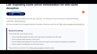 Lab 4 Exploiting cache server normalization for web cache deception