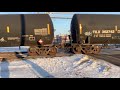 bnsf 6523 leads eastbound crude oil train with h1.