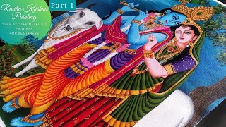 Radha Krishnapainting Part 1 |Acrylic on canvas | Radha Krishna Painting Step by Step for beginners