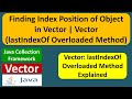 Finding Index Position of Object in Vector | Vector (lastIndexOf Overloaded Method)