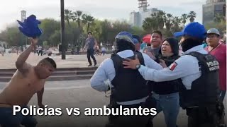 Pelean Policías y ambulantes por decomiso de aguas | Monterrey