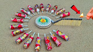 Lot Of Diwali Bullet Bomb Crackers And Ground Chakkar Vs Matchstick Chain Reaction Domino 😱|