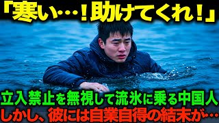 【海外の反応】「寒い！助けてくれ…！」立入禁止を無視し流氷に乗る中国人観光客。しかし、彼に自業自得の結末が…