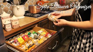 Spice drawer organizer ❘ Decorating the kitchen with flea market purchases ❘  French Country Living