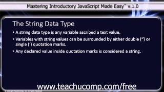 JavaScript Training Tutorial The String Data Type