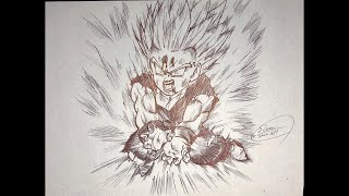 One Shot!! Drawing Son Gohan Ssj2!!! 孫悟飯超サイヤ人2一発描きしてみた！！