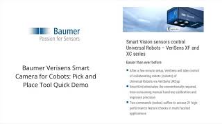 Baumer Verisens Smart Camera for Cobots: Pick \u0026 Place Tool Quick Demo