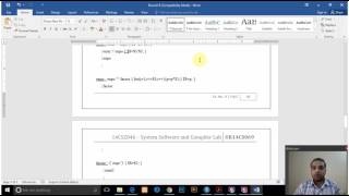 System Software and Compiler Lab - Exercise 9