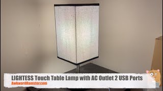 LIGHTESS Touch Table Lamp with AC Outlet 2 USB Ports