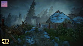 Walking in the Rain at Night in Witcher 3 in First Person View [ Relaxing Rain Ambience - ASMR ]