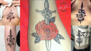 Dagger and rose tattoo // dagger rose tattoo // hand tattoo