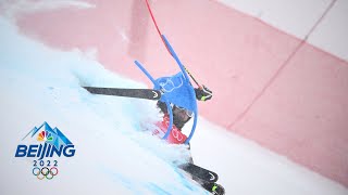 Blizzard conditions lead to 33 crashes in men's giant slalom | Winter Olympics 2022 | NBC Sports