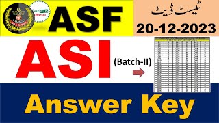 ASF ASI 20/12/2023 Batch 2 paper answer key
