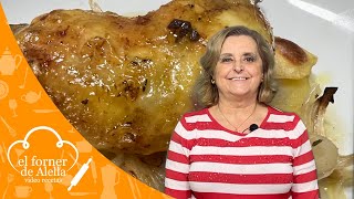 Pollo al horno con patatas y cebollas