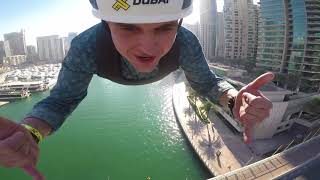 ZipLine Dubai 180 meters from ground, jump from rooftop Skyscaper. Зиплайн прижок с высотки в Дубай