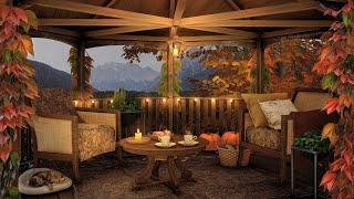 Cozy Gazebo in Autumn Ambience with Fall Vibes: Relaxing Rain, Falling Leaves and Candles